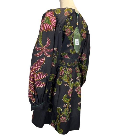 NWT Small FARM Rio Black Ravenala Puff Sleeve Mini Dress - Picture 8 of 15